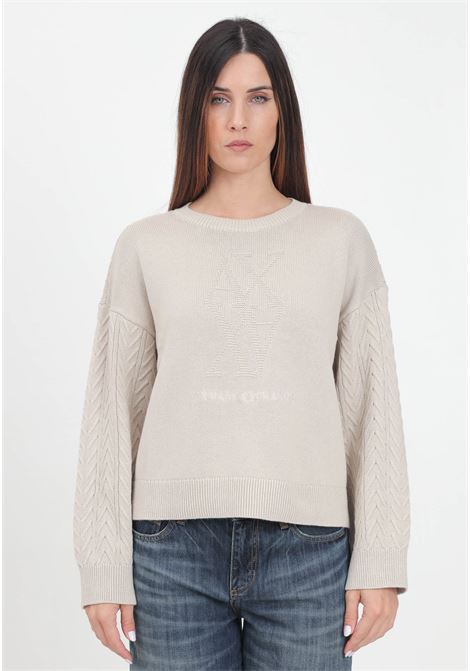 Beige women's sweater with woven design and logo ARMANI EXCHANGE | 6DYM1CYMZ1Z1998